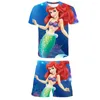 Set di abbigliamento Neonate Sirena Ariel Vestiti Stampa 3D Top T-shirt con pantaloni corti 2 pezzi Abiti Costumi Tute Abiti