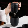 Teaware Sets Black Ceramic Teawear 1 Pot 4 Cups Gaiwan Chinese Tea Portable Travel Set Business Gift Teapot 160ML