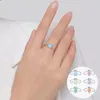 Cluster Rings 925 Sterling Silver Opal Geometric Ring For Woman Girl Love Heart Chain Adjustable Design Jewelry Party Gift Drop