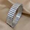 Bangle Lifefontier Chunky Aço Inoxidável Pulseira Elástica Ajustável para Mulheres Punk Pulso Cuff Jóias À Prova D 'Água