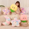 Jouets de poupée en peluche mignons, décorations pour la maison, étoiles colorées, lune, tulipe, oreillers colorés teints à la presse comme cadeaux