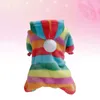 Dog Apparel Four Leg Pet Clothing Winter Warm Clothes Puppy Rainbow Stripe Coat Party Costume (Size XS)
