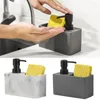 Dispensador de sabão líquido prato imprensa garrafa loção esponja escova combinação superfície cozinha com bomba capacidade à prova de vazamento para pia