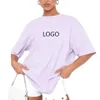 Kort ärm Tung tom bomulls-T-skjorta för kvinnor 100% Högkvalitativ anpassad tryck överdimensionerad kvinnors T-shirts