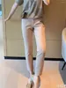 女性のズボンのスキニーロング女性2024ハイウエストソリッドカラーオールマッチスリムカジュアルスーツのズボン