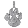 Colliers pendants micro-pavés en zircone cubique bling glacée chiot petit chien pendentif collier pour hommes