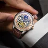 Fairwhale Wristwatches Automatic Movement Mechanical Watches Custom Mens Waterproof Moon Phase Leather Watch