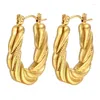 Boucles d'oreilles créoles simples en acier inoxydable, couleur or, Vintage, bijoux pour femmes, vente en gros