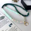 Ruberthen 6 MM Agrade Apatite Wrist Mala Women's Natural Morgan Agate Gemstone Yoga Malas Bracelet Moon Charm Jewelry 240320