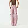 Women's Pants Solid Pink Drawstring Fluid Baggy Cargo Women Black Beige Gray Streetwear Trousers Bottoms Y2K Ropa De Mujer