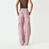 Kvinnors byxor solid rosa dragskonvätska baggy last kvinnor svart beige grå streetwear byxor bottnar y2k ropa de mujer