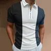 Camisa de pólo de mangas curtas de mangas curtas da moda de pólo-polos masculino-camiseta masculina da rua-a moda da juventude européia e americana Casual short-s L240320