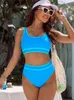 Costumi da bagno donna Bikini Costume da bagno donna 2024 Solid Sling Bikini Set Sexy vita alta Estate Due pezzi Beach Wear Costume da bagno femminile