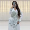 Etniska kläder satin diamanter lyx abaya kvinnor muslimska wrap klänning kalkon dubai arabiska kaftan mantel kväll fest marocko jalabiya vestidos