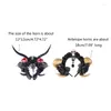 Hair Clips Simulation Sheep Horn DIY Cosplay Hoop Artificial Ox With Flower Feather Decor Carnival Halloween Materials