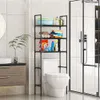 1 conjunto preto/branco de 3 camadas com piso, suporte para vaso sanitário e prateleira para pia, acessórios de armazenamento para banheiro doméstico