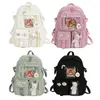 Skolväskor College Student Rucksack Fashion Travel Bookbags With Plush Pendant Pin Söt kawaii stor kapacitet japansk stil för tonårsflickor