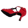 Zapatos De Baile Eliseo Zapato Tacón Personalizado Mujeres Salsa Sandalias Latinas Punta Abierta Fiesta Baile Rojo