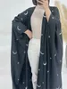 Roupas étnicas Ramadan Eid Preto Khimar Niqab Muçulmano Kimono Lua Abaya Dubai Turquia Islam Roupas de Oração para Mulheres Kebaya Robe Femme