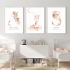 Calligraphy Baby Girl Nursey Newborn Birth Stats Pink Personalized Initial Name Canvas Painting Poster Print Wall Art Picture Home Decor