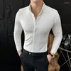 Casual shirts van heren van hoge kwaliteit suède shirt voor mannen Solid Color Long Sleeve Koreaanse mode Slim Fit Business Social Dress 2024