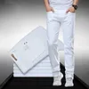 Klassisk stil Mens Regular Fit White Jeans Business Smart Fashion Denim Advanced Stretch Cotton Trousers Mane Brand Pants 240320