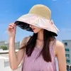 BERETS UV Protection Bucket Hat for Women Portable Wide Wide Brim Brim Breatable Sun Hats Foldable Panama Cap