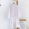 Damen-Nachtwäsche, Sommer-Nachthemd aus reinem Baumwoll-Krepp, Damen-Nachthemd mit süßem Liebesmuster, japanischer Kimono, dünner Bademantel, Pyjama-Nachtwäsche