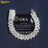 Preço de atacado 15mm 2 linhas hip hop jóias finas colar masculino 925 prata esterlina vvs moissanite diamante cubano link chain