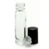 24pcs 10ml bouteilles en verre transparent clair rouleau vide en acier inoxydable bouteille à bille pour huiles essentielles brillant à lèvres parfum c3tE #