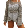 Vestidos casuales para mujeres S Crochet Beach Cubra de manga larga traje de baño de bikini tejido