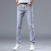 Men's Jeans 2024 Spring Slim Light Gray Stretch Washed Casual Straight-Leg Versatile Affordable Luxury Fashion Men