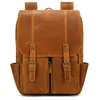 حقيبة ظهر حقيقية بقرة جلدية رجال فاخرة الأعمال المحمولة Bagpack لالتقاط حقيبة مدرسية السفر رجال النهار الرجال