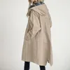 2024 Trenchcoat für Frauen eleganter Windbreaker -Kapuze -Mantel Herbst Feder Jacke Loose Outwear Koreanischer Stil Abrigos Para Mujeres 240415