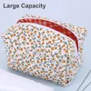 Sacos cosméticos 2pcs saco floral bonito viagem higiene algodão pincéis de maquiagem armazenamento acolchoado com zips para mulheres