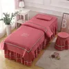 4pcs Beauty Salon Bedding Sets Massage Spa Bedskirt Pillowcase StoolCover Dulvet Cover Beauty Bed Covers Sets 240320