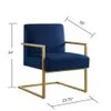 F Удобный модный стул Veet с подушкой и металлическим золотым кронштейном с квадратным подлокотником - темно-синий