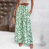 Summer Wear Womens Pants Custom Printed Wide Leg Casual Flowy med fickor