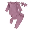 Clothing Sets Born Infant Baby Girls Fall Clothes Long Sleeve Romper With Bow Pants And Headband Set Outfit