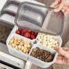 Storage Bottles 2 Pcs With Lid Food Container Sets Easy To Use Square Grey Veggie Tray 4 Removable Compartments Snack Vegetables
