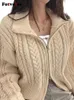 Pulls FotVotee pour femmes Cardigan Fashion coréenne Pull couché à manches longues Top Winter Clothes Tri tricots Tops Vintage 240328