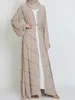 Roupas étnicas Grânulos Abertos Abaya Dubai Elegante Turquia Primavera Festa de Verão Sólida Moda Muçulmana Hijab Vestido Abayas para Mulheres Kimono Islam