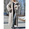 Cardigan tricoté à capuche pour femme, vêtement d'hiver, pull ample, manteau Long, grande taille 2024, WM02, S-5XL