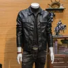 Haining Leather Jacket for Mens Spring and Autumn New Trendy Slim Fit Short Casual Pu Standing Collar Coat