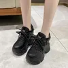 Scarpe casual 10.5CM Tacchi con zeppa per donna Pelle Bianca Nera High Top Chunky Sneakers Donna Vulcanizzata Lace Up Mesh