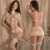 Fun Lingerie, Sexy Lace Lace, Hollowed Out Ancient Style Split Qipao Uniform, Alluring No Take Off Pajama Set Skirt