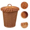 Cestas cesta tecido lixo pode imitação de resíduos de papel diversos lavanderia armazenamento de lixo decorativo rattan recipiente redondo vime bin