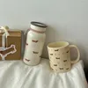 Mugs Cute Korean Coffee Cup Ceramic Mug Aesthetic Unique Cups Milk Water Mocha Espresso Tumbler Breakfast Birthday Gift 350ml