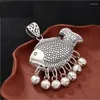 チェーン縁起の良いナショナルスタイルの光沢アートデザインタッセル女性のための魚の形のネックレスドロップペンダントキールチェーンバンケットジュエリー