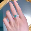 Cluster Rings Spring Qiaoer 925 Sterling Silver 7 9 MM Oval Lab Paraiba Tourmaline High Carbon Diamond Gemstone Ring For Women Fine Jewelry